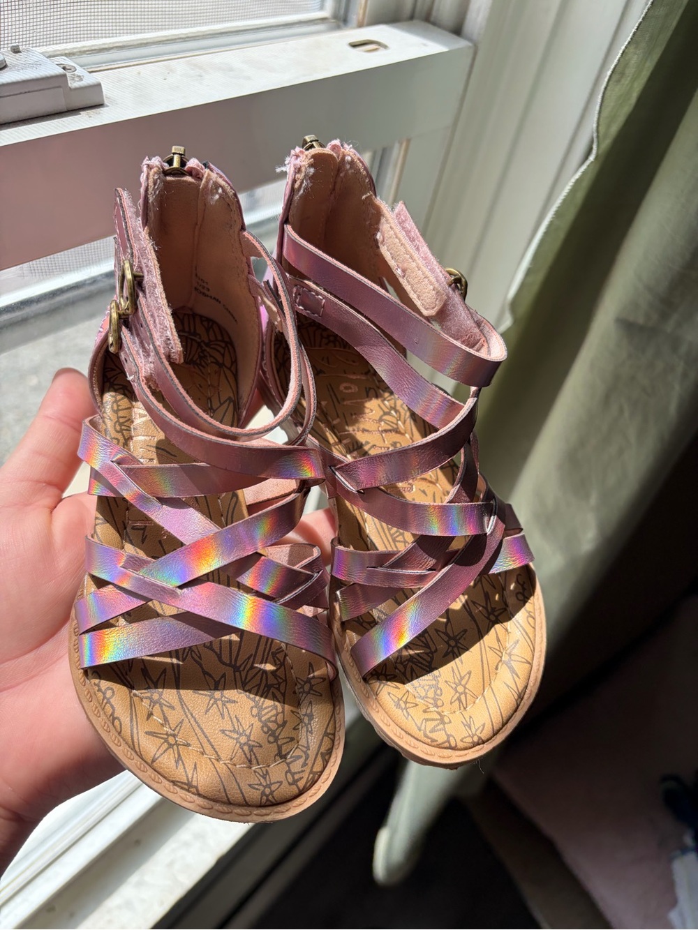 Blowfish Girls Pink Holographic Strappy Sandals